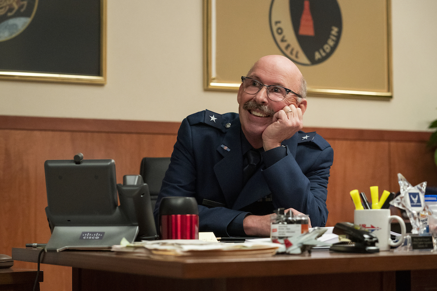 Don Lake as a bright spot in SPACE FORCE; Photo credit: Aaron Epstein/Netflix